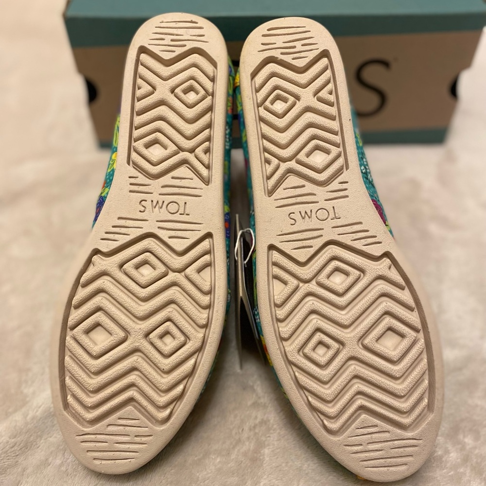Toms Baltic Blue Autumn Floral Organic Cotton Slip-On Flats - Picture 9 of 13